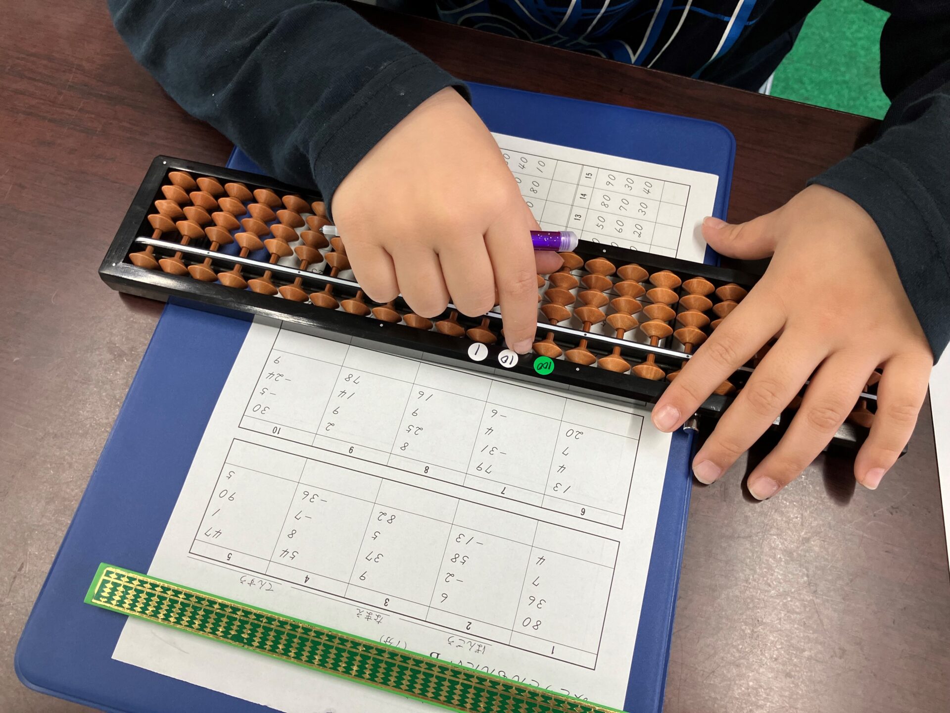 そろばんを弾く手元